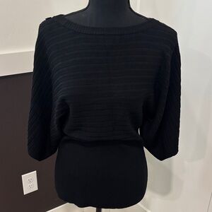 Joseph A Black Flattering Ribbed Batwing Sweater